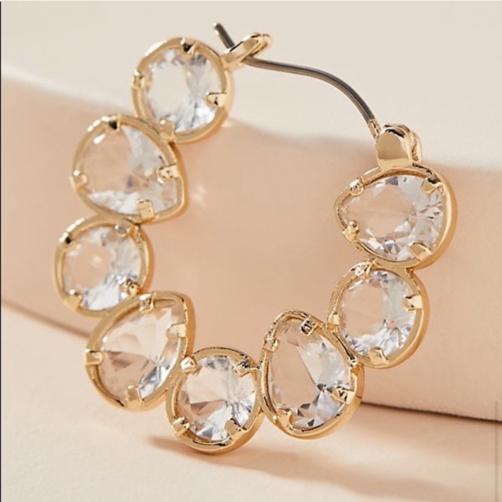 Anthropologie Margot Hoop Earrings Sparkly Gold - Picture 5 of 6